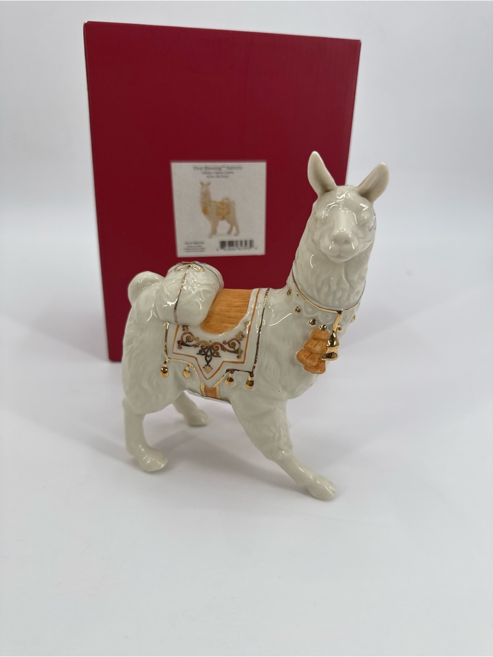 Lenox Porcelain Llama Figurine Ivory Gold Accents Saddle Charm Collectible Decor